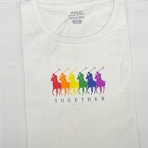 Polo by Ralph Lauren White Tee with Rainbow Polo Players Graphic